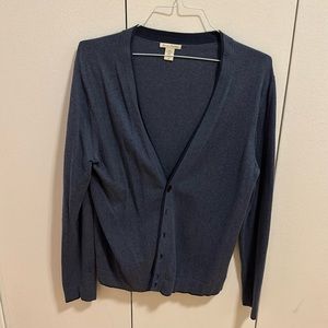 White & Warren blue wool cardigan men size medium